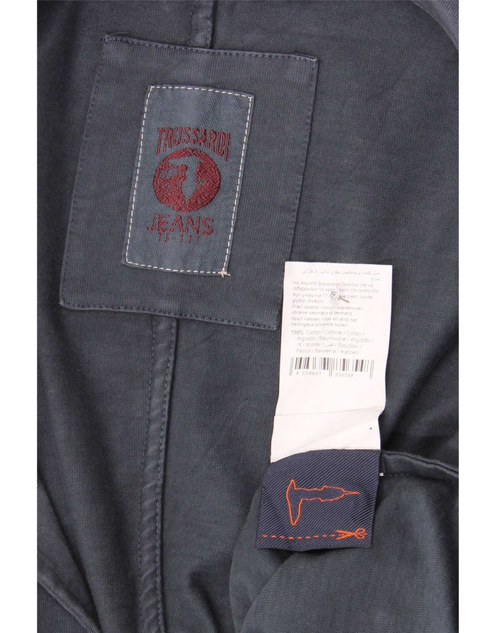 Giacca Blazer da Uomo a 2 Bottoni Trussardi EU 52 XL Blu Navy Cotone