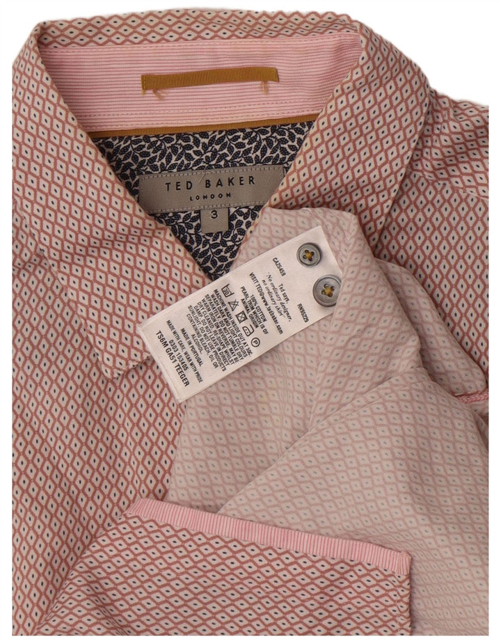 Ted Baker Camicia a maniche corte da uomo Taglia 3 Cotone a rombi/diamante rosa medio