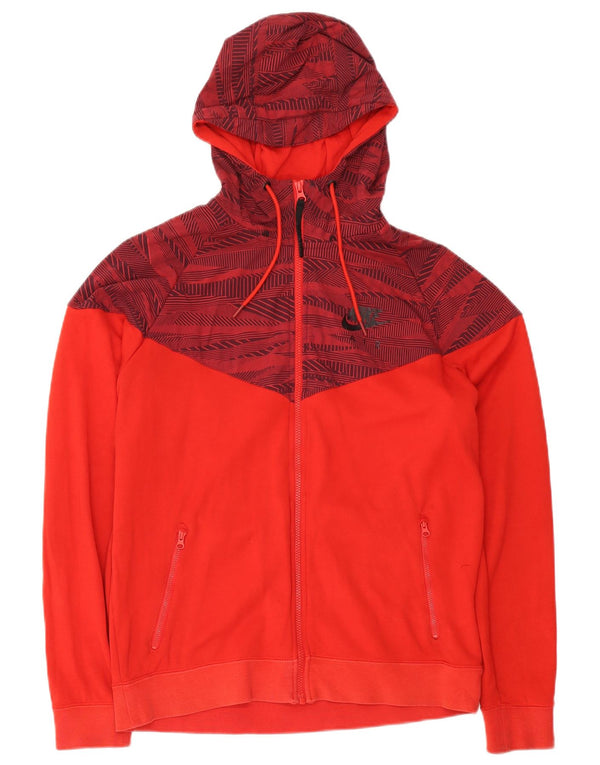 Felpa con cappuccio e zip Nike da uomo in cotone geometrico rosso medio