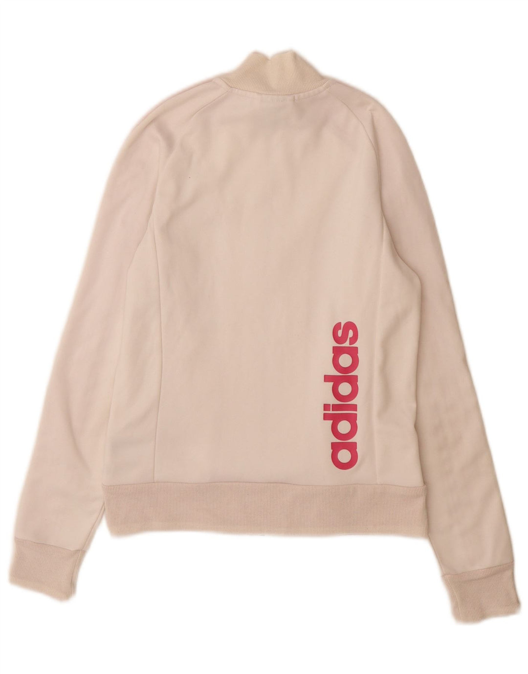 Giacca da ginnastica grafica da donna Adidas UK 8 Small in poliestere bianco sporco