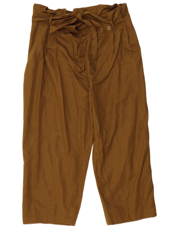 Pantaloni Cropped A Pieghe A Vita Alta Da Donna ZARA XL W32 L25 Cachi