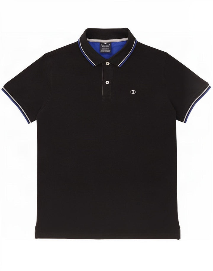 Polo da uomo Champion in cotone nero medio