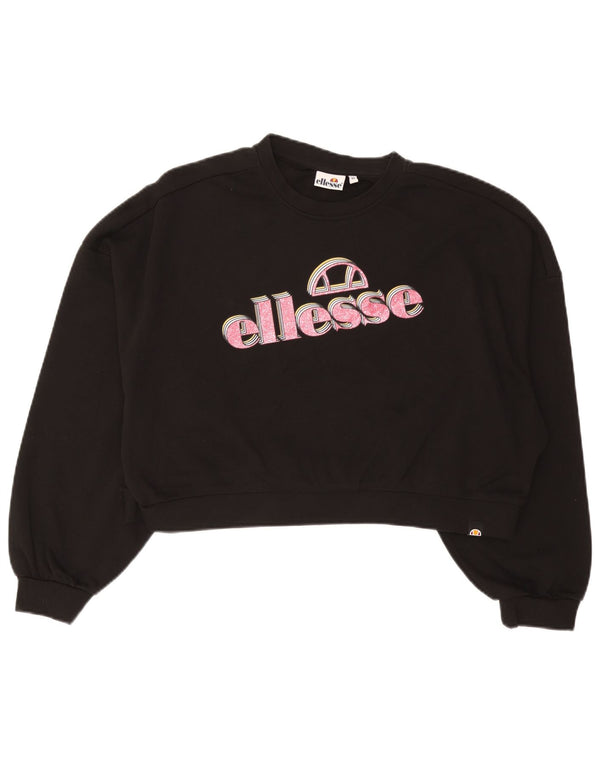 Felpa oversize con grafica corta da donna Ellesse, taglia UK 14, media, nera