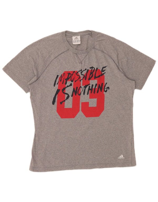 T-shirt grafica da uomo ADIDAS Top UK 40/42 Cotone grigio medio