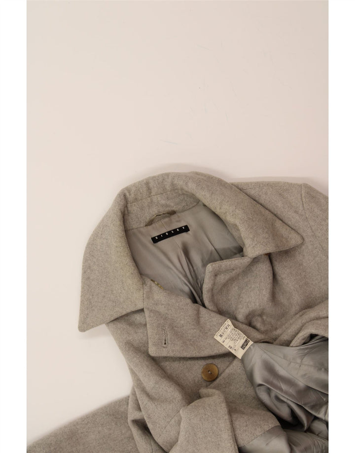 SISLEY Womens Double Breasted Coat IT 42 Medium Grey Wool Vintage Sisley and Second-Hand Sisley from Messina Hembry 