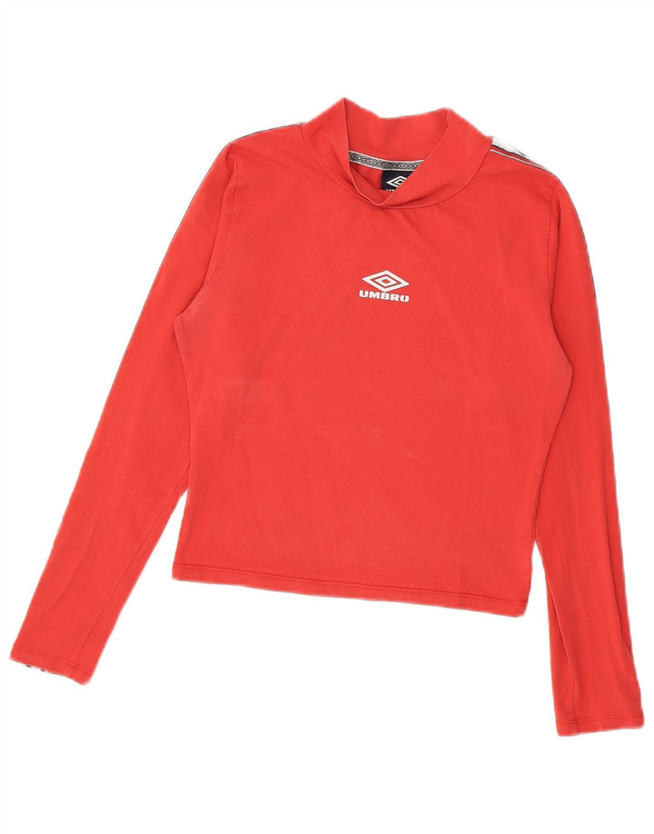 Top corto grafico da donna Umbro a maniche lunghe UK 10 Small Red Colourblock