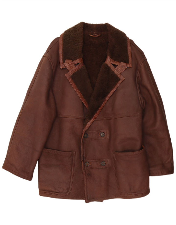 Giacca in shearling da uomo RUFF0 UK 40 grande marrone