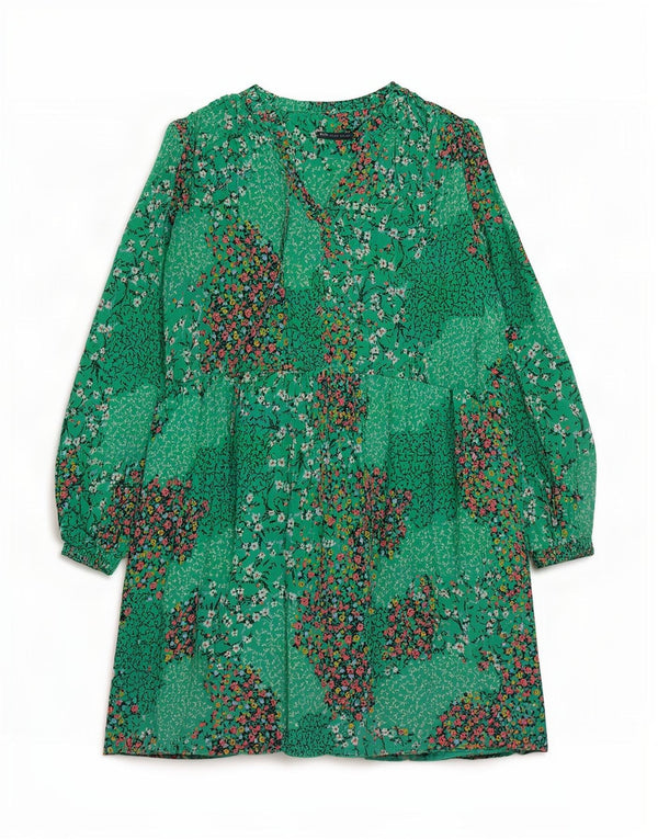 Abito a strati a maniche lunghe da donna Marks & Spencer UK 18 XL Verde floreale