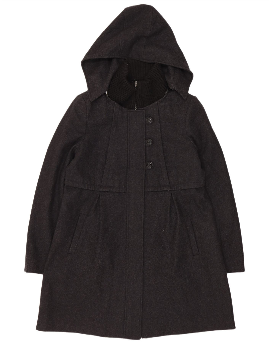 Soprabito con cappuccio da donna Dkny US 14 XL in lana grigia