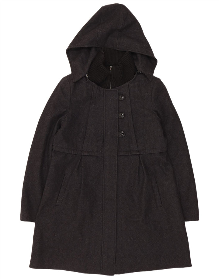 Soprabito con cappuccio da donna Dkny US 14 XL in lana grigia