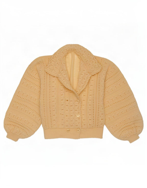 Maglione cardigan da donna vintage UK 14 medio bianco sporco