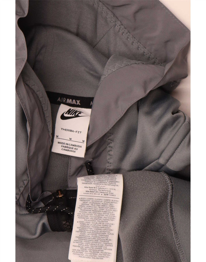 Nike Uomo Air Max Zip Neck Felpa con cappuccio Maglione Grigio medio Poliestere Sportivo