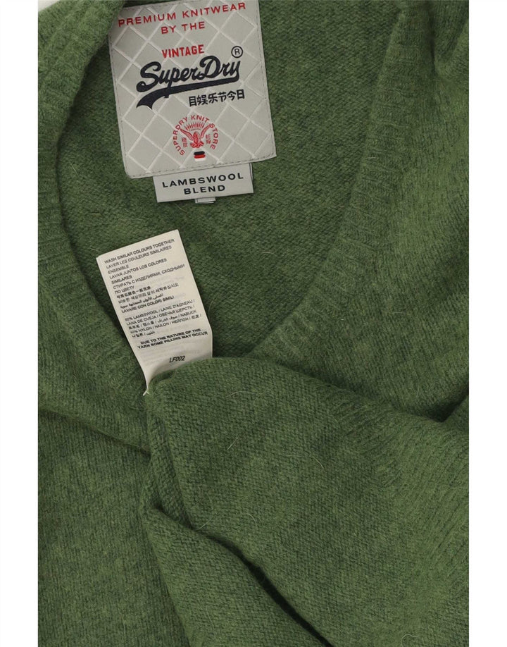 Maglione da uomo girocollo Superdry in lana d'agnello verde grande