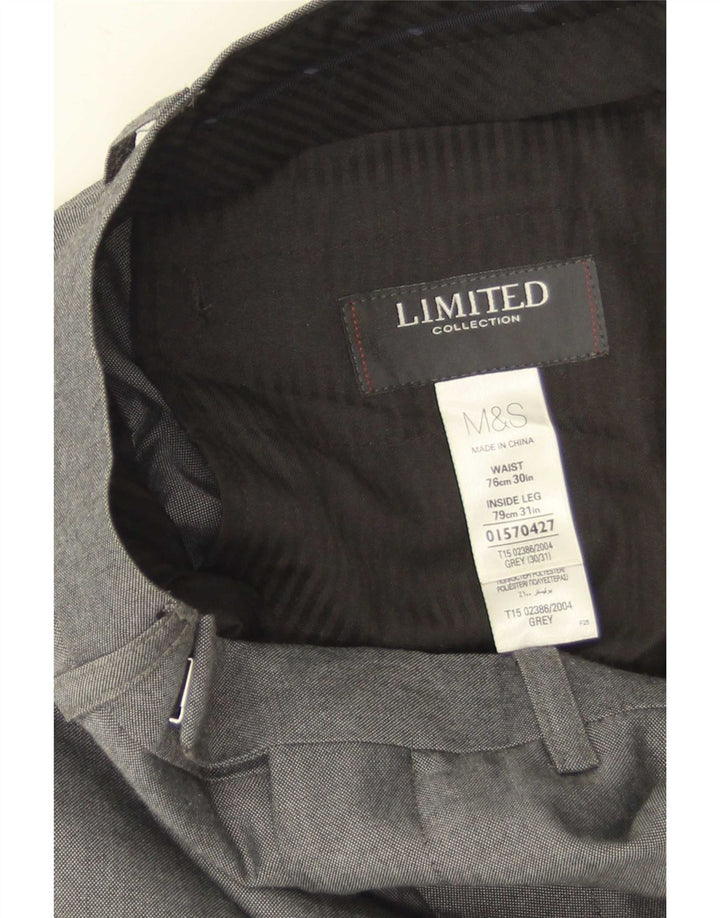 Pantaloni da abito dritti da uomo Marks & Spencer W30 L31 poliestere grigio