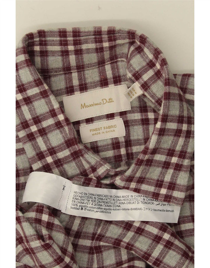 Camicia da uomo in flanella di Massimo Dutti in cotone a quadri bordeaux medio