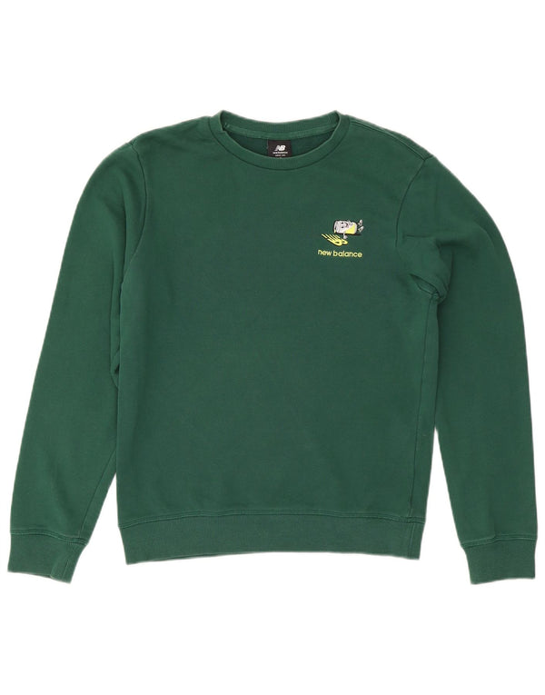 New Balance Uomo Felpa Maglione Piccolo Cotone Verde