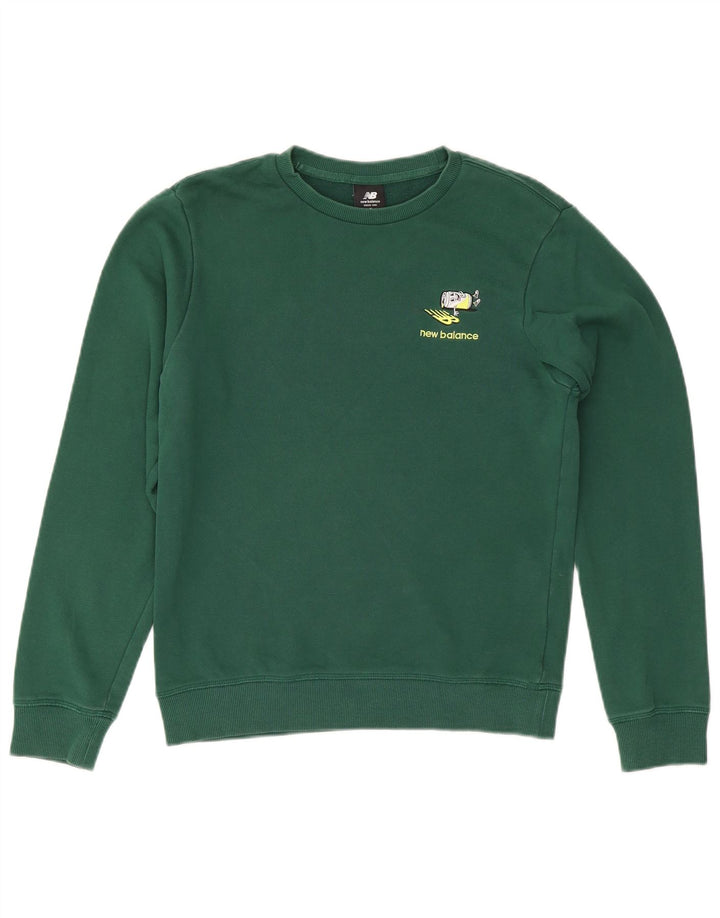 New Balance Uomo Felpa Maglione Piccolo Cotone Verde