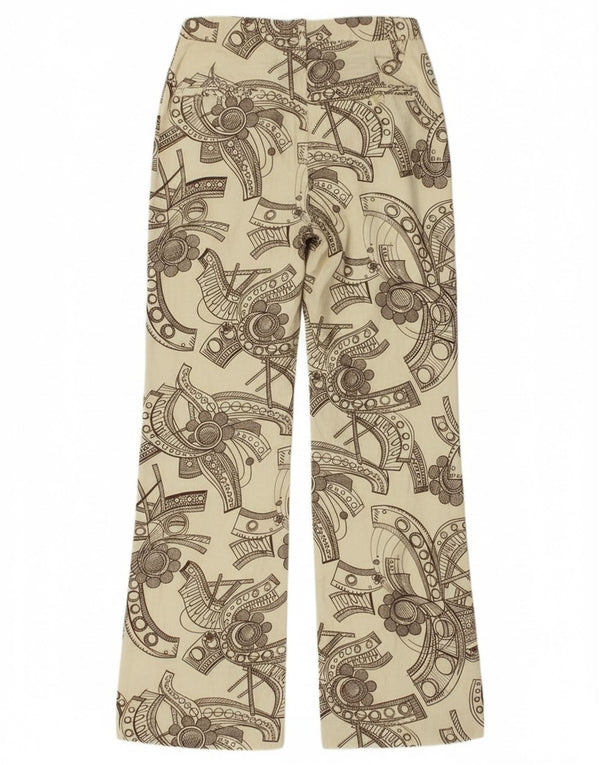 Pantaloni casual bootcut da donna vintage con motivo astratto W26 L28 Beige