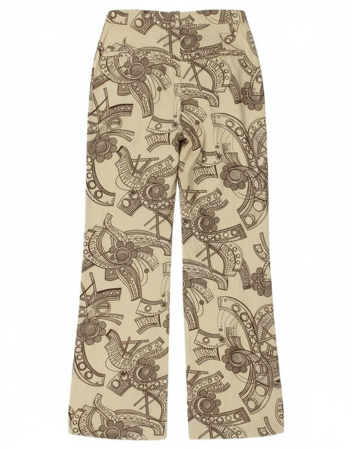 Pantaloni casual bootcut da donna vintage con motivo astratto W26 L28 Beige