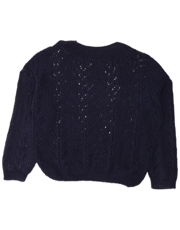 Maglione maglione girocollo oversize da donna vintage UK 18 XL Blu navy