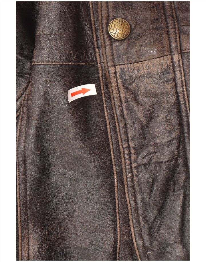 Giacca in pelle vintage da uomo UK 44 2XL Pelle nera