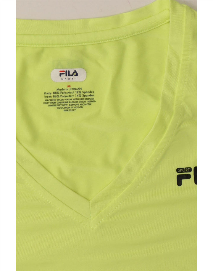 FILA Womens T-Shirt Top UK 12 Medium Green Polyester Vintage Fila and Second-Hand Fila from Messina Hembry 