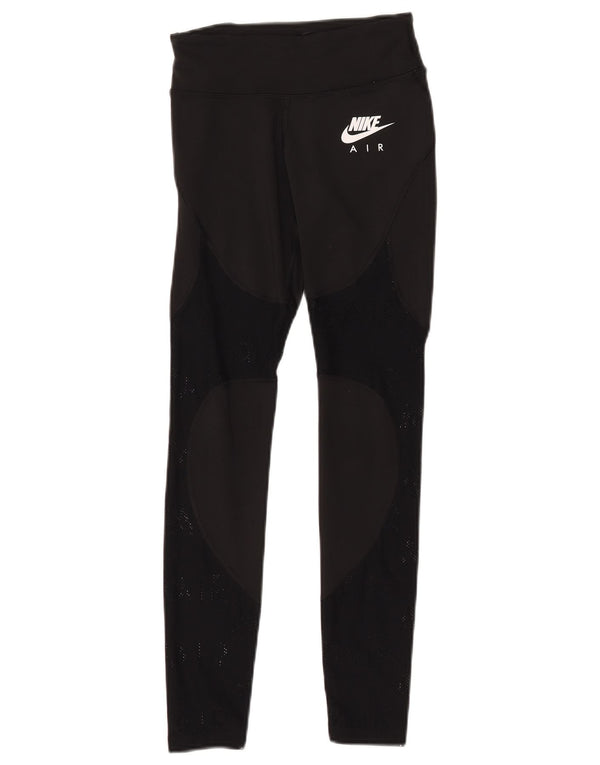 Leggings grafici Nike Dri Fit da donna UK 4 XS poliestere nero
