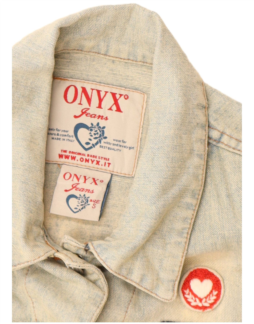 Gilet in denim da donna Onyx UK 10 piccolo cotone blu