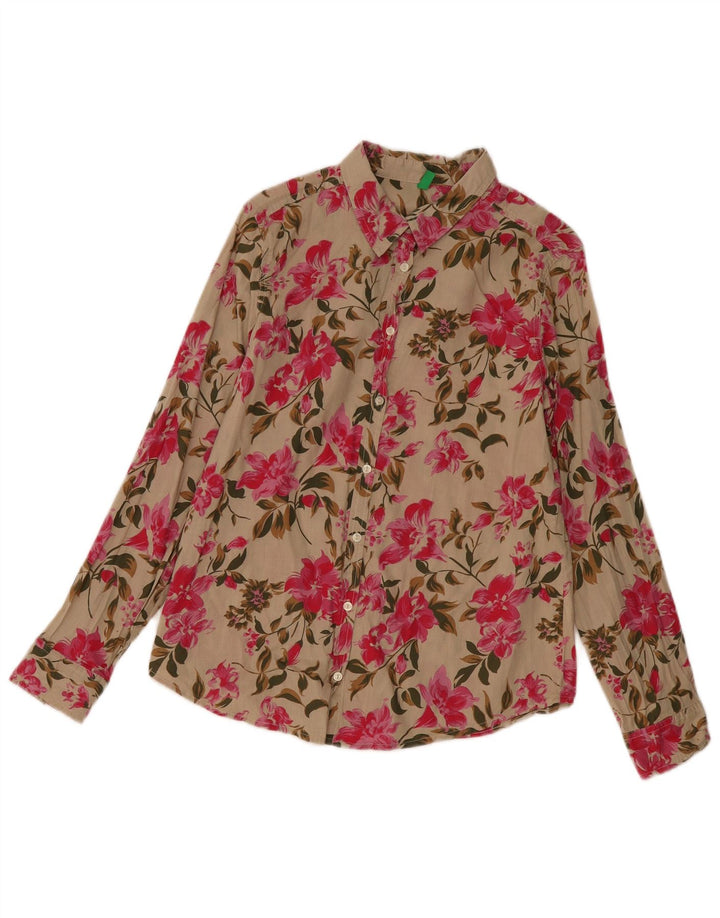 Camicia da donna Benetton UK 14 Cotone floreale beige medio