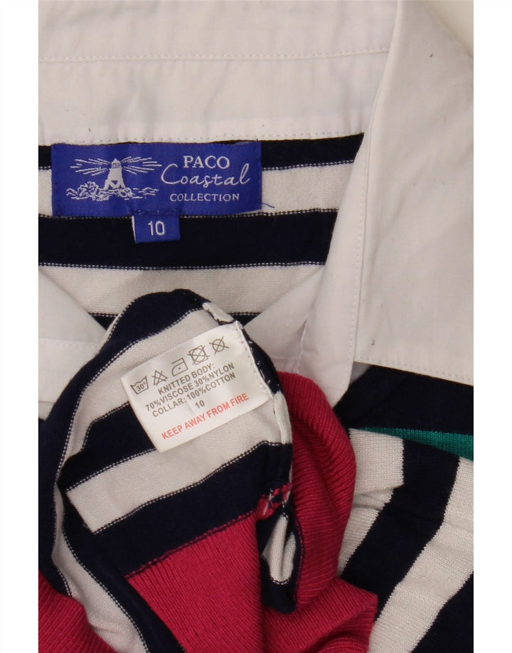 Maglione maglione oversize con scollo a V da donna Paco Coastal UK 10 piccolo multicolore