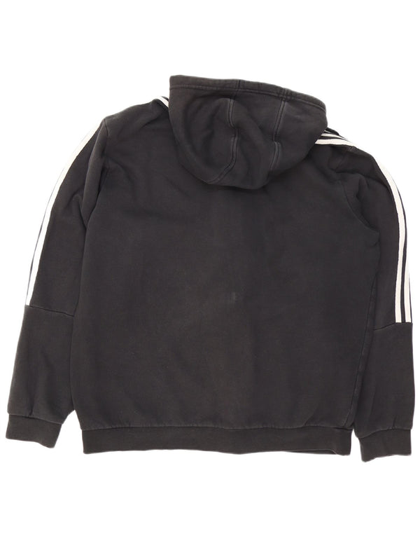 Adidas Mens Zip Hoodie Sweater XL Black Cotton Sports