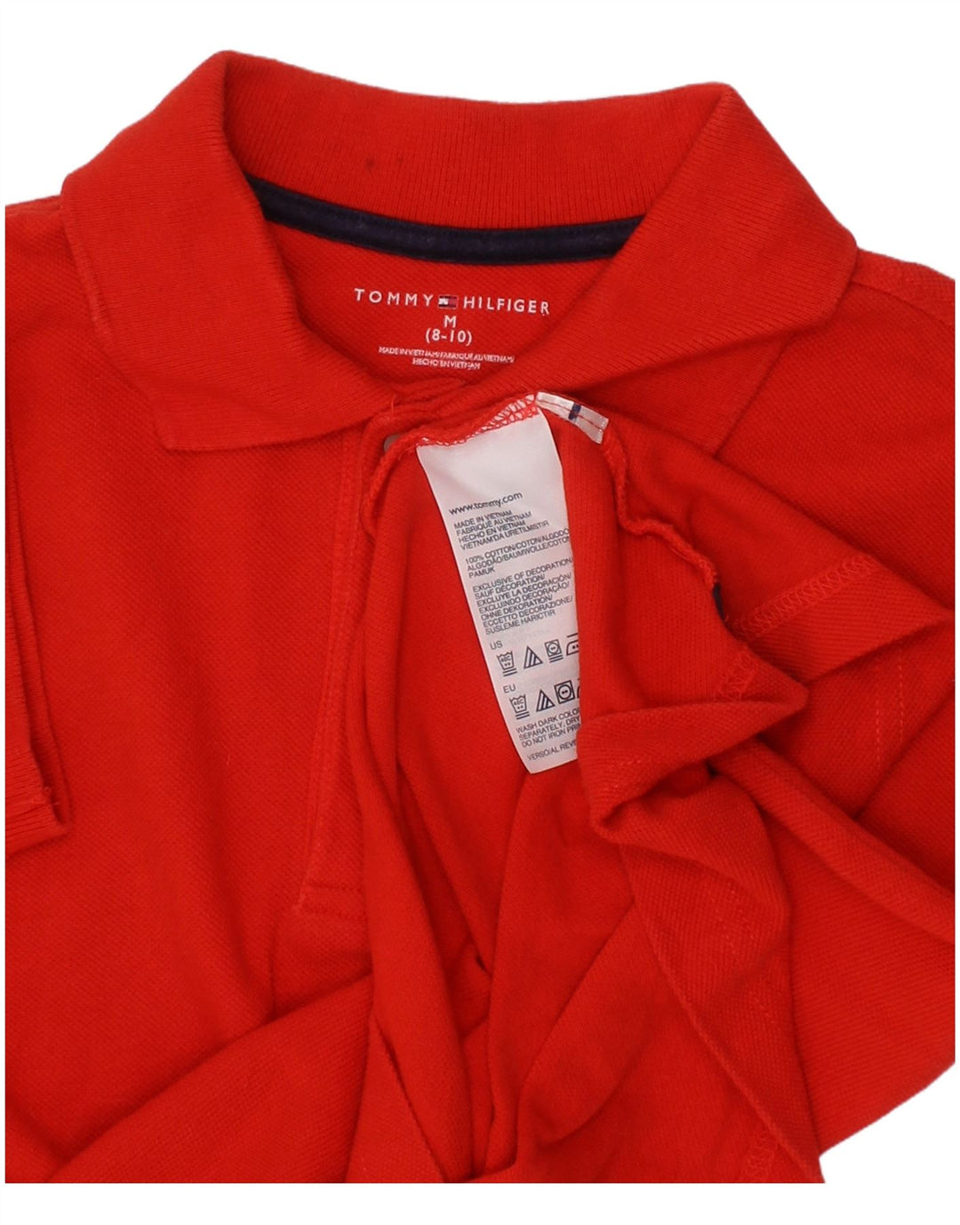 TOMMY HILFIGER Boys Polo Shirt 8-9 Years Medium  Red Cotton