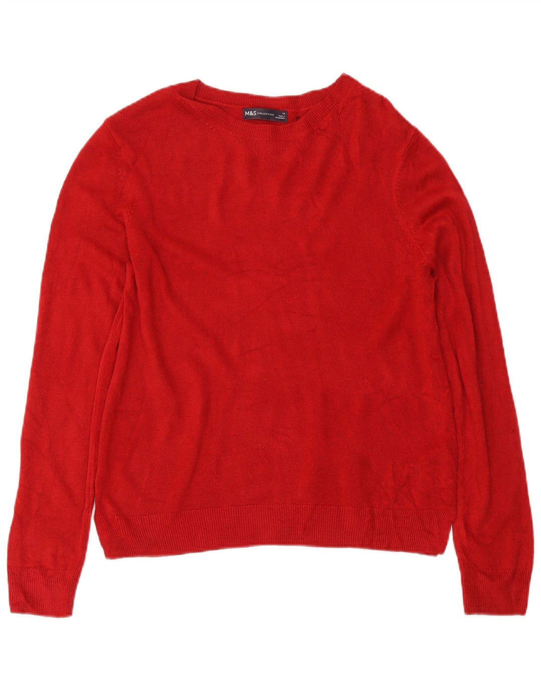 Maglione maglione girocollo da donna Marks & Spencer UK 14 Acrilico rosso medio
