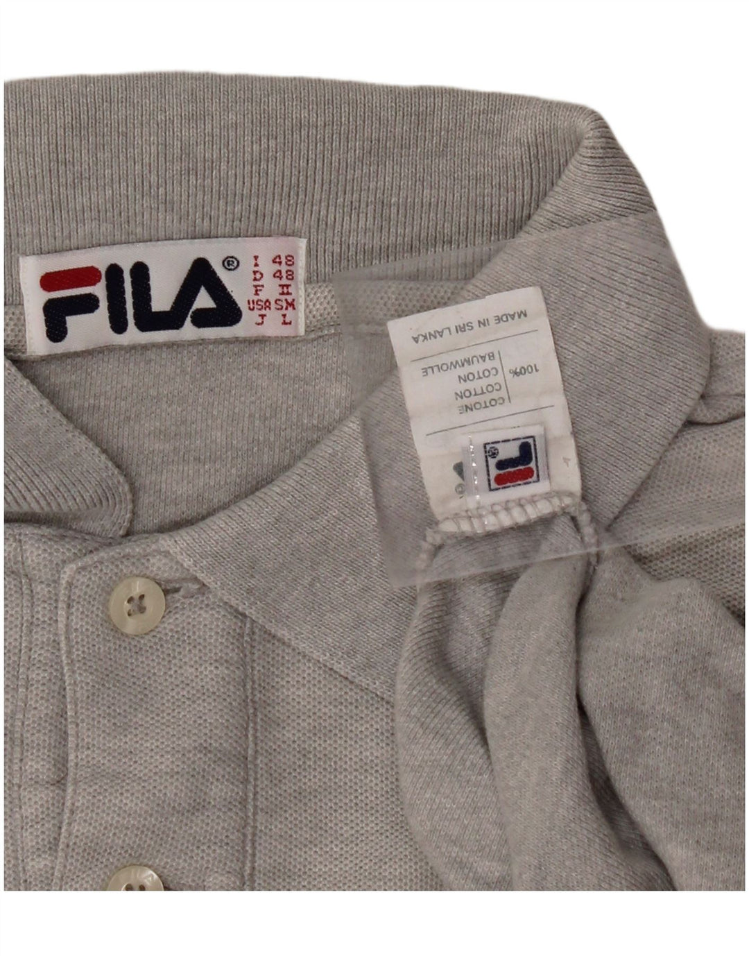 FILA Mens Long Sleeve Polo Shirt IT 48 Medium Grey Cotton