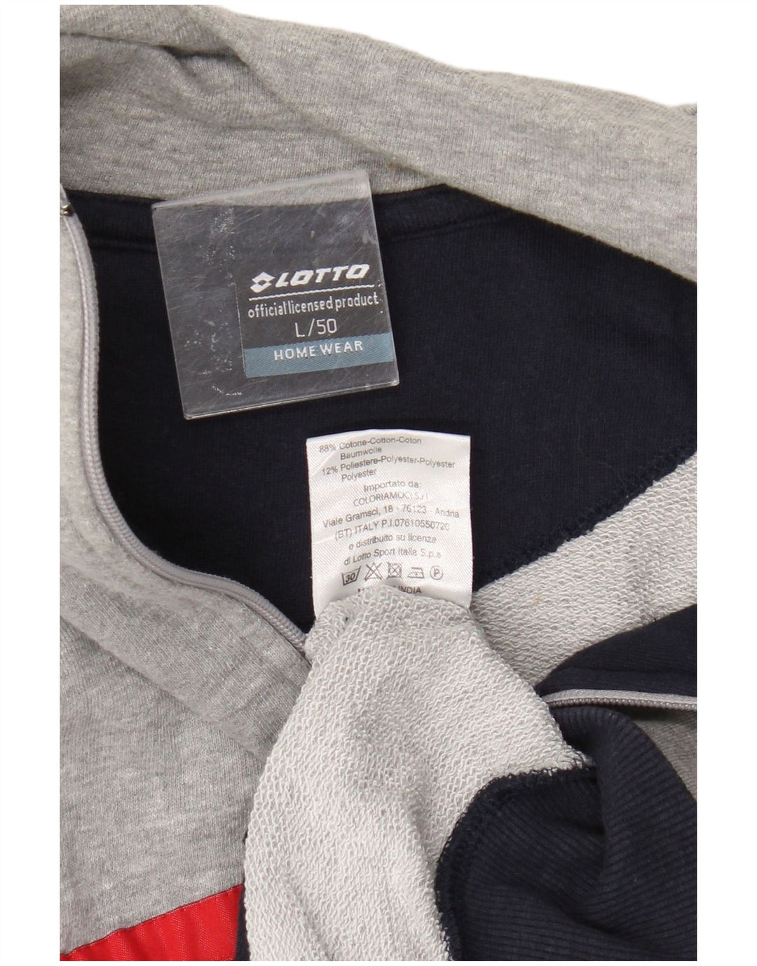 Giacca da ginnastica grafica da uomo Lotto IT 50 Large in cotone color block grigio