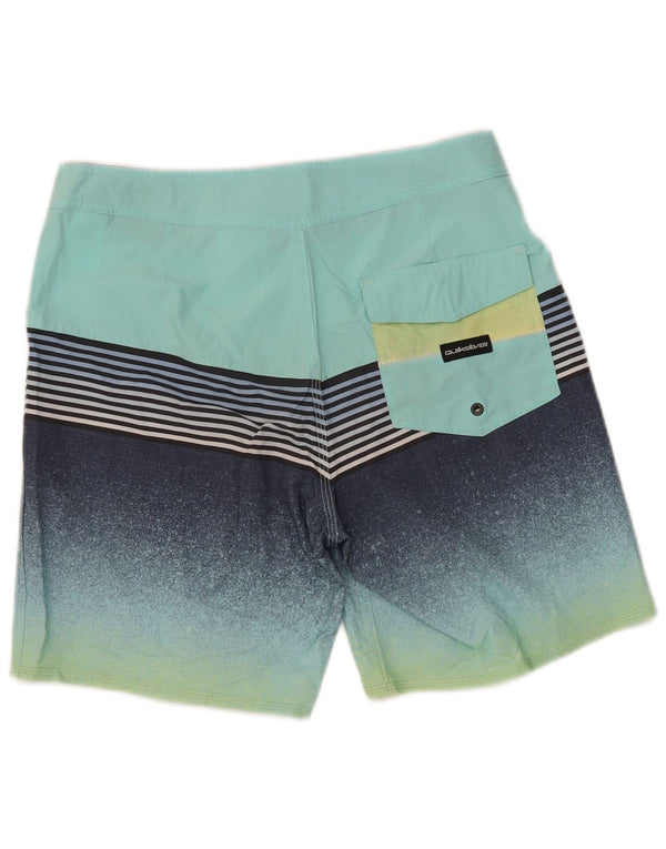 Quiksilver Mens Swimming Shorts Medium  Turquoise Striped Polyester