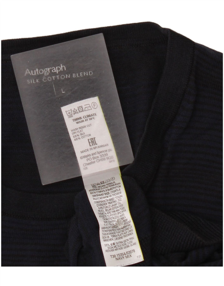 Maglione maglione girocollo autografo da uomo Marks & Spencer grande blu navy