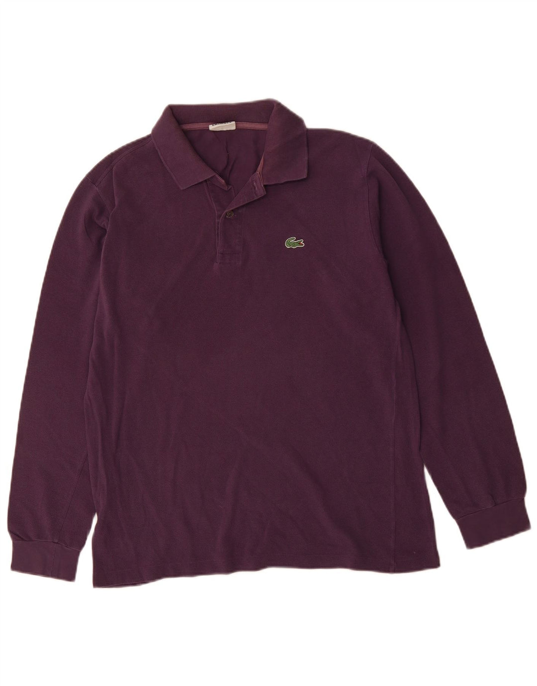 Polo LACOSTE da uomo a maniche lunghe in cotone viola medio