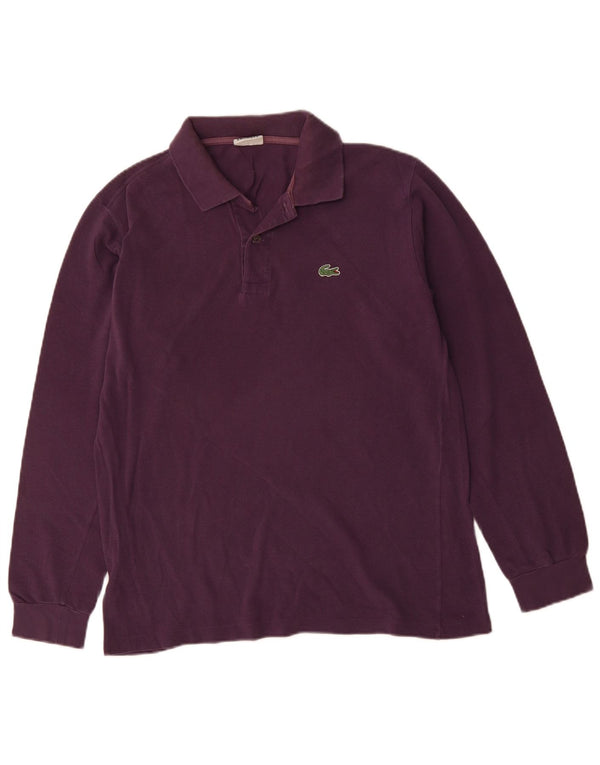 Polo LACOSTE da uomo a maniche lunghe in cotone viola medio