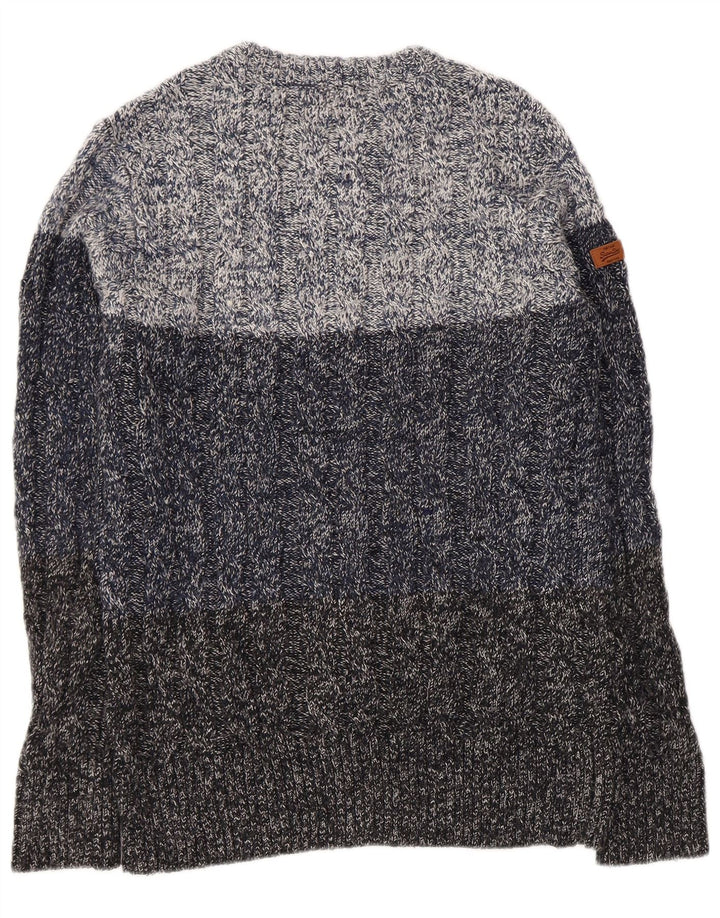 Maglione da uomo con scollo a barca Superdry Acrilico screziato blu navy medio