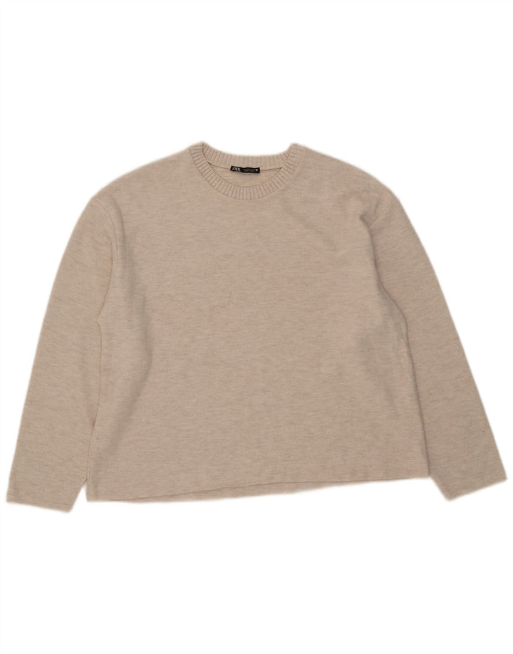 Maglione maglione girocollo da donna Zara UK 16 grande beige