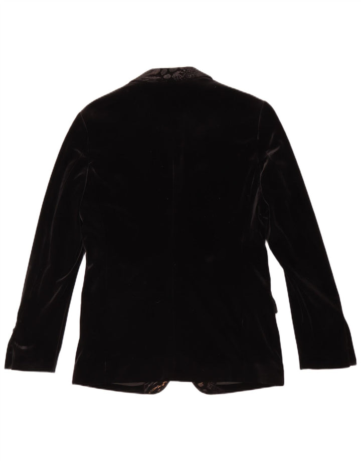 Giacca vintage da uomo in velluto a 1 bottone taglia 48 media nera