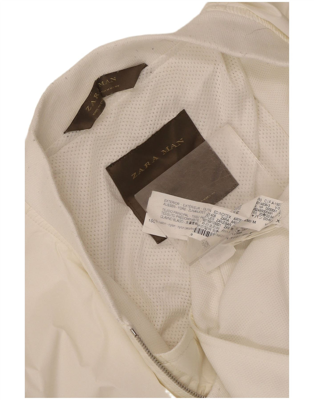 Giubbotto bomber da uomo Zara UK 38 nylon bianco medio