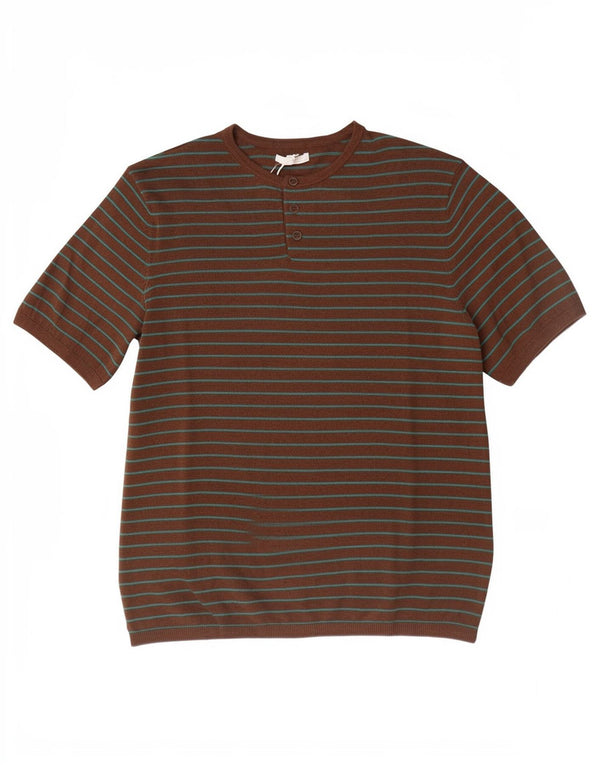 T-shirt Zara da uomo Top in cotone a righe marrone medio