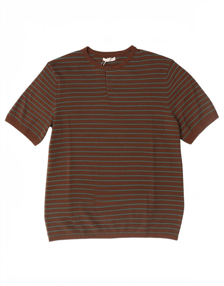 T-shirt Zara da uomo Top in cotone a righe marrone medio