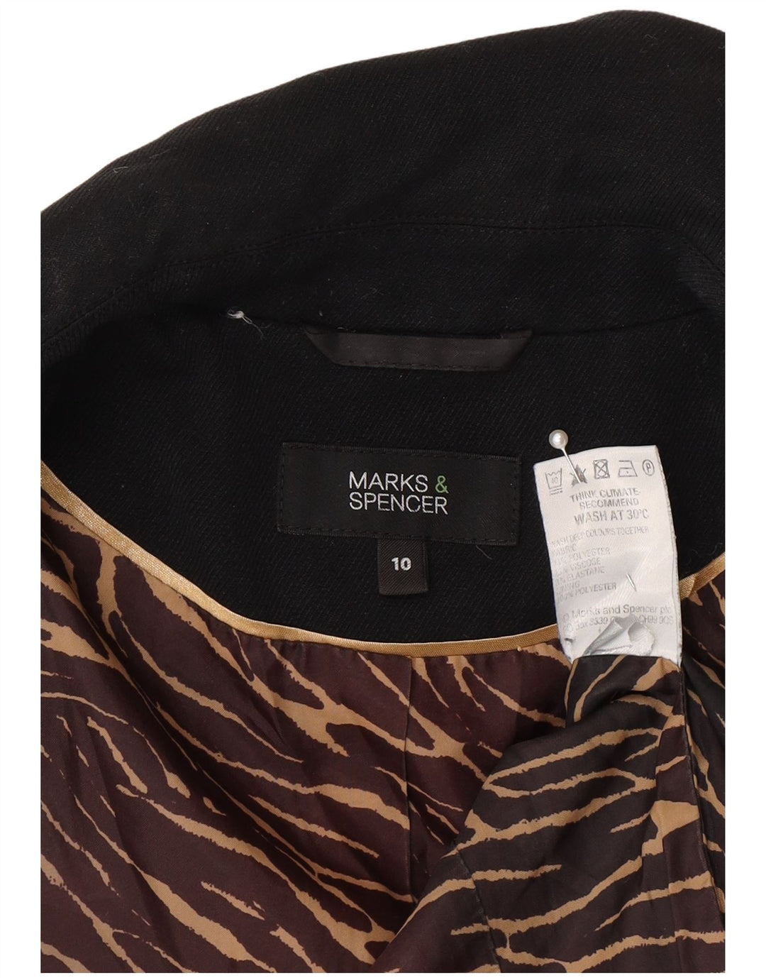 Giacca blazer a 1 bottone Marks & Spencer da donna UK 10 piccola poliestere nero