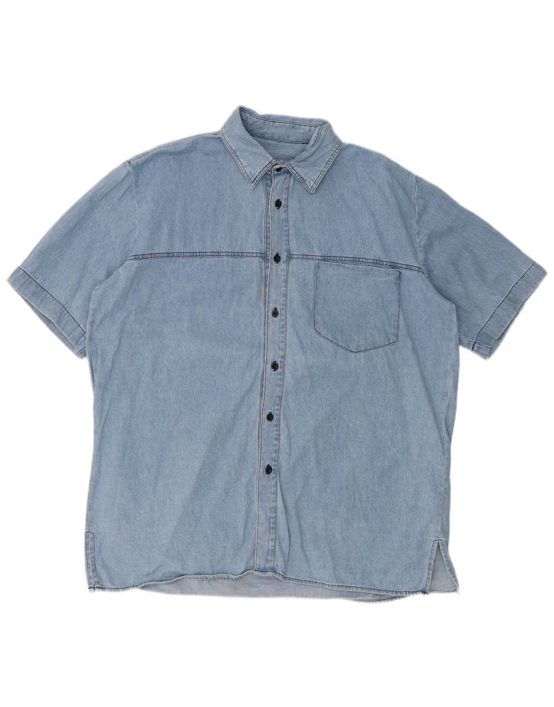 CARRERA Camicia in denim da uomo a manica corta taglia 43/44 XL Cotone blu