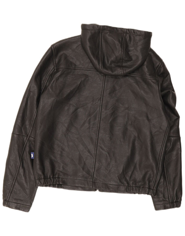 Giubbotto bomber in pelle con cappuccio da uomo Gas UK 36 piccolo nero