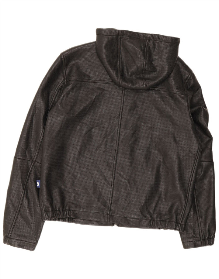 Giubbotto bomber in pelle con cappuccio da uomo Gas UK 36 piccolo nero