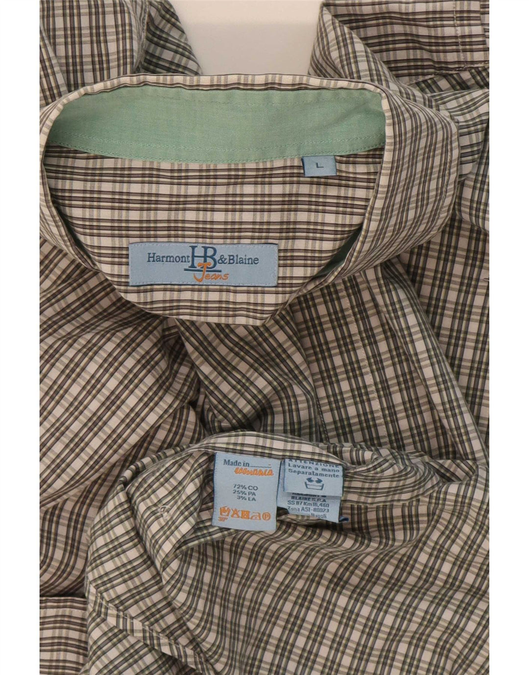 Camicia da uomo Harmont & Blaine in cotone a quadri verdi grandi
